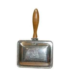 Vintage FB Rogers Silver Plated Silent Butler Crumb Catcher Wood Handle